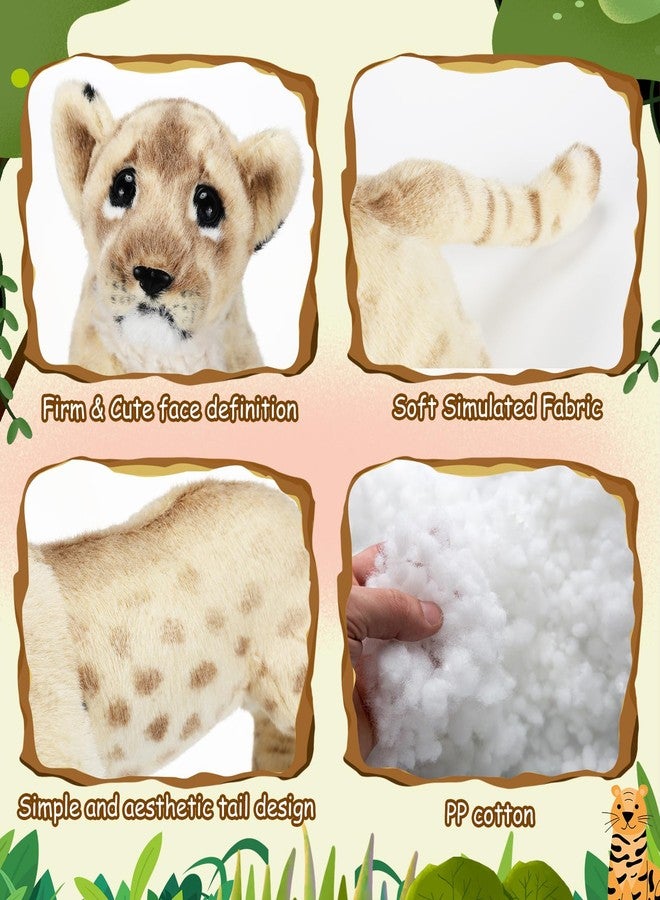 RoundFunny 15 Inch Stuffed Animal Tiger Leopard Lion Cheetah Realistic Wild Jungle Animals Toys Valentines Plush Toys for Girls Boys Birthday Valentine's Day Gifts (Lion) - Image 3
